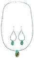 Sterling Silver Santo Domingo Turquoise Bead Necklace And Earrings Set BX116383